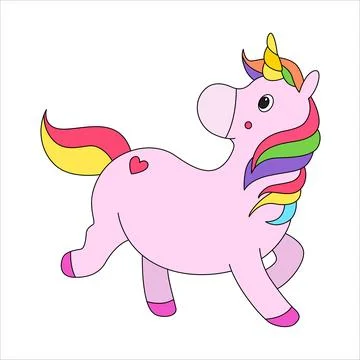 Happy unicorn on a white background Stock Illustration