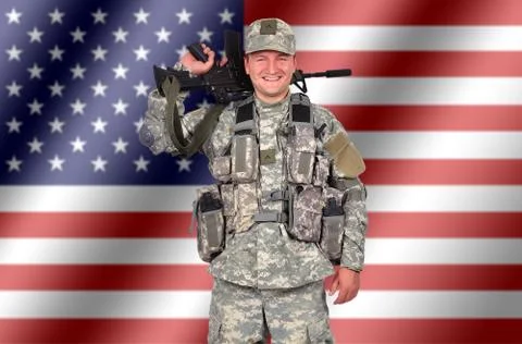 Happy us soldier Stock Photos