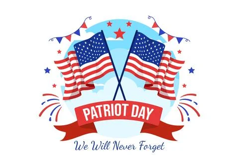 Happy USA Patriot Day Vector Illustration with United States Flag, 911 Memo.. Stockillustratie