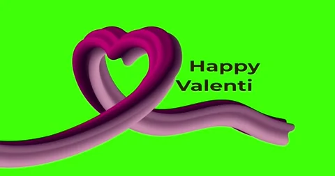 Happy valentine day with 3d gradient line heartshape on green screen Stock Footage 269138979