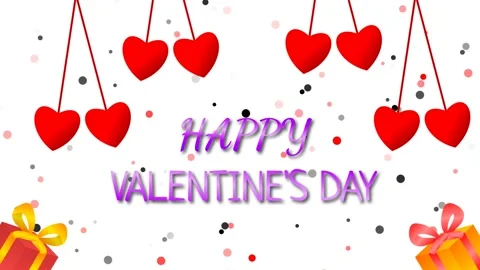 Happy valentine day background with blinking dots, swinging heart and gift .. Stock Footage 230169791