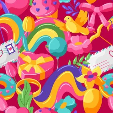 Happy Valentine Day seamless pattern. Stock Illustration