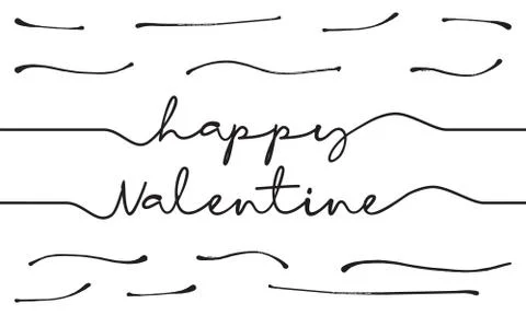 Happy valentine handwriting with scribble Stock Illustration