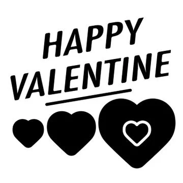 HAPPY VALENTINE. Simple line vector icon on white background. Solid design. イラスト素材