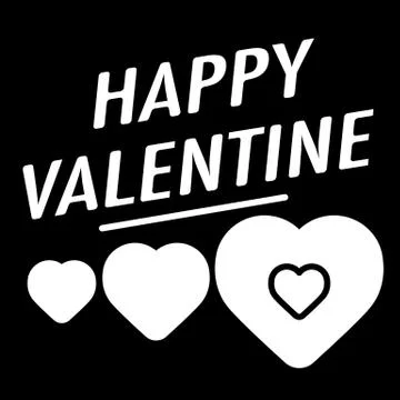 HAPPY VALENTINE. Simple line vector icon on black background. Solid design. イラスト素材