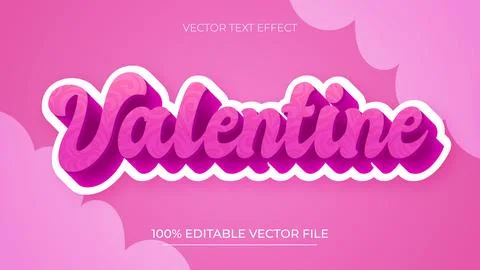 Happy Valentines 3d text effect pink theme Stock Illustration