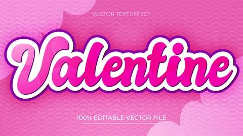 Happy Valentines 3d text effect pink theme Stock Illustration