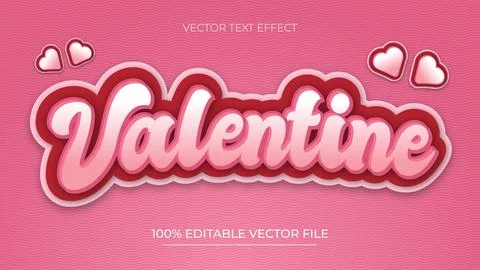 Happy Valentines 3d text effect pink theme Stock Illustration