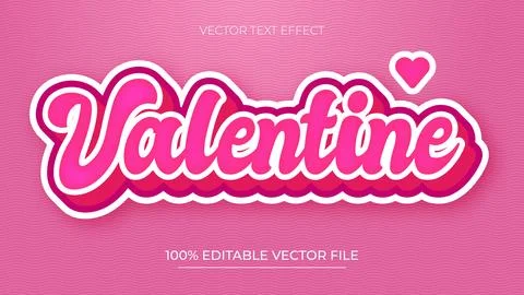 Happy Valentines 3d text effect pink theme Stock Illustration
