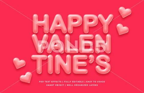 Happy valentines 3d text style effect mockup - PSD Template PSD Template