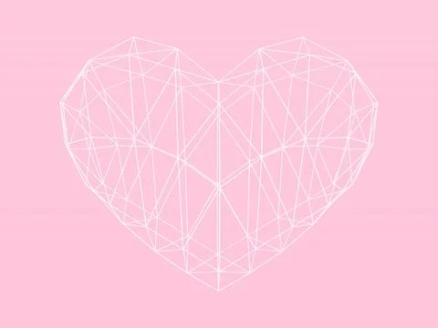 Happy Valentines Day. 3D Particles Neon Hearts. Love Romantic Concept. Card.. Stock Illustration