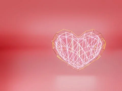 Happy Valentines Day. 3D Particles Neon Hearts. Love Romantic Concept. Card.. Stock-Illustration