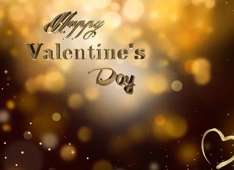 Happy Valentine's Day. 3d rendering. Typographical , light, heart. Greeting card Stock Illustration