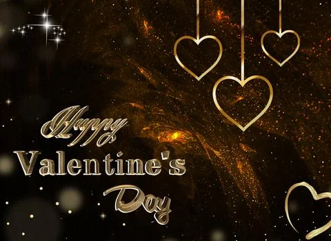 Happy Valentine's Day. 3d rendering. Typographical , light, heart. Greeting card Stock Illustration