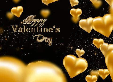 Happy Valentine's Day. 3d rendering. Typographical , light, heart. Greeting card Stock Illustration