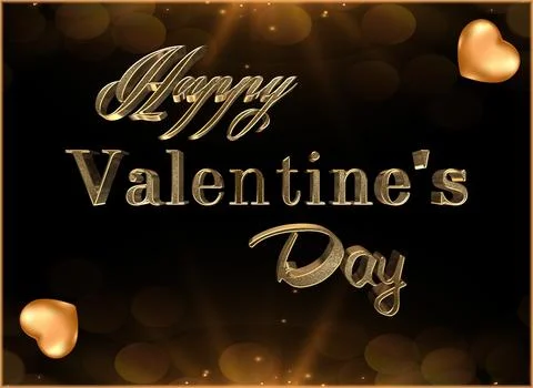 Happy Valentine's Day. 3d rendering. Typographical , light, heart. Greeting card Stock Illustration