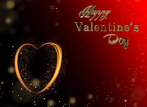 Happy Valentine's Day. 3d rendering. Typographical , light, heart. Greeting card Stock Illustration