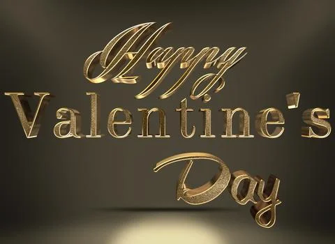 Happy Valentine's Day. 3d rendering. Typographical , light, heart. Greeting card Stock Illustration