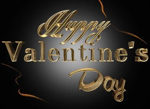 Happy Valentine's Day. 3d rendering. Typographical , light, heart. Greeting card Stock Illustration