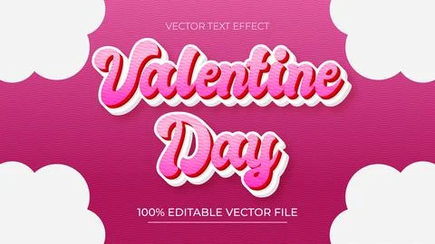 Happy valentines day 3d text effect editable vector Illustration