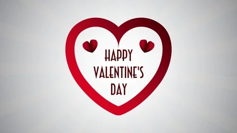 Happy Valentine's Day animated text message inside red heart shape with ray.. Video stock 338994575