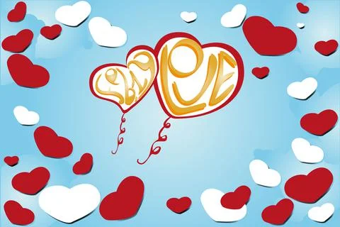 Happy valentines day background template with heart shaped illustration.  Stock Illustration