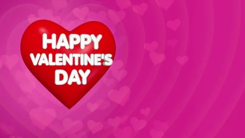 Happy Valentines Day background, text on the red big heart Stock Footage 71467061