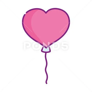 Happy valentines day, balloon shaped heart love romantic decoration Stock Illustration