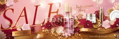 Happy Valentine's day banner Stock Illustration