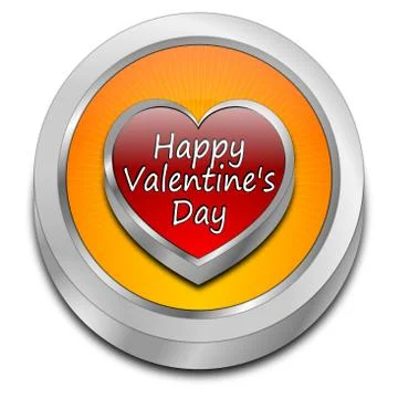 Happy Valentine's Day button – 3d illustration Illustrazione stock