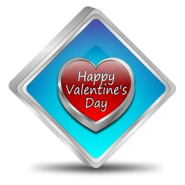Happy Valentine's Day button - 3D illustration Stock Illustration