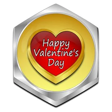 Happy Valentine's Day button - 3D illustration Stock Illustration
