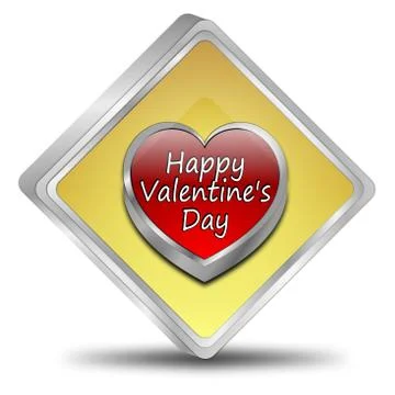Happy Valentine's Day button - 3D illustration Stock Illustration