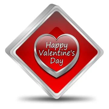 Happy Valentine's Day button - 3D illustration Stock Illustration