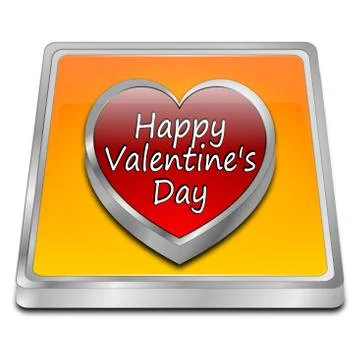 Happy Valentines Day button - 3D illustration Stock Illustration