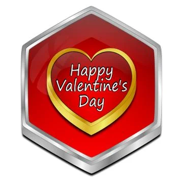 Happy Valentine's Day button - 3D illustration Stock Illustration