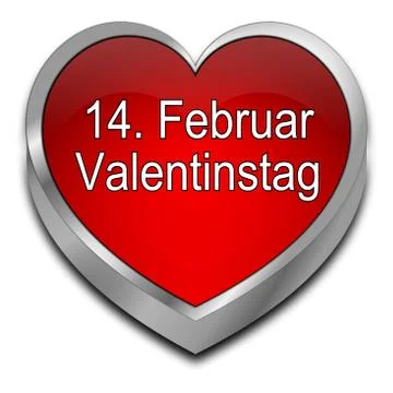 Happy Valentine's Day button – in german - 3D illustration Stock Illustration