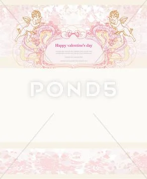 Happy valentine's day card with cupid Stock Illustration