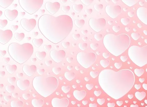 Happy Valentine's day card with pattern hearts pink on light pink background Stock Illustration