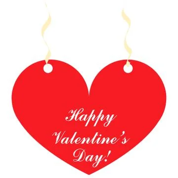 Happy Valentines day card vector with red heart Stock Illustration