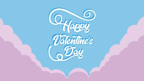 Happy valentine's day creative typography text animation on blue sky with m.. Video stock 333297073