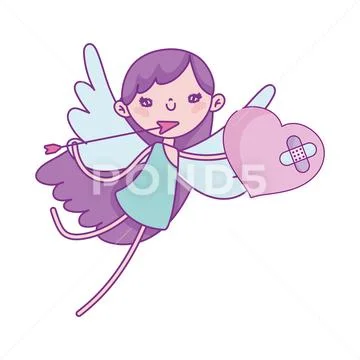 Happy valentines day, cupid with broken heart arrow love Stock Illustration