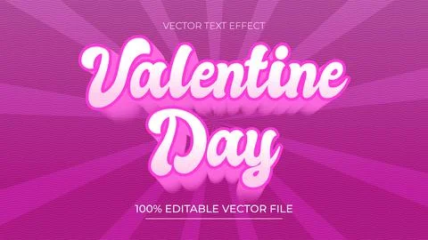 Happy valentines day editable text style effect pink color theme Stock Illustration