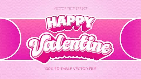 Happy valentines day editable text style effect pink color theme Stock Illustration