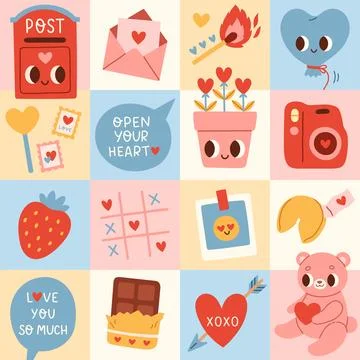 Happy Valentines day geometric pattern for greeting cards, posters, wrapping Stock Illustration