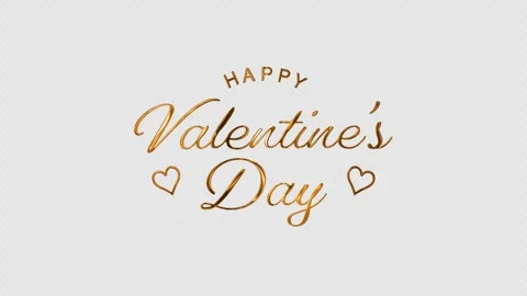 "Happy Valentine's Day" Golden Script Typography Animation on Transparent Back Stock Footage 325491398