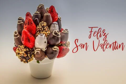 Happy valentine's day greeting card in Spanish that reads Feliz San Valentin  Stock Photos