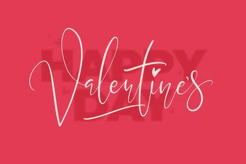 Happy Valentines Day horizontal typography poster with handwritten calligra.. Stock Illustration