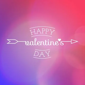 Happy Valentines Day logo. Vector illustration of a Cupid arrow on blurred Stock Illustration