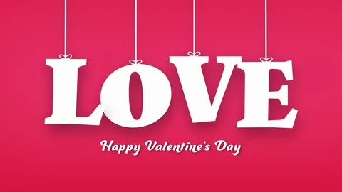 Happy Valentine's Day Love string Greeting Card red background. Stock Footage 122511089